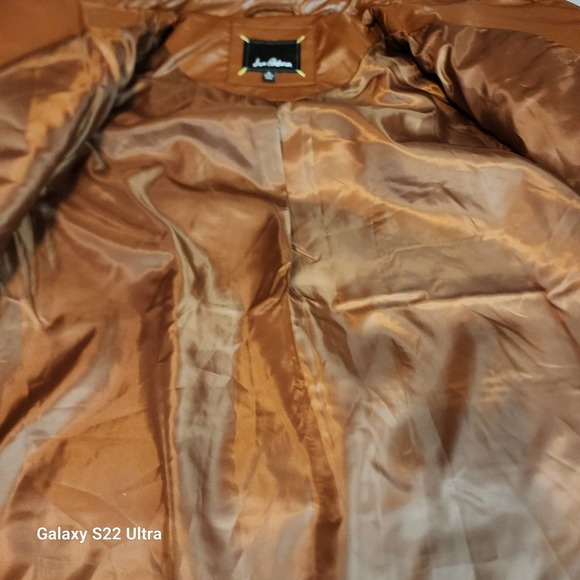 Sam Edelman NWOT XL Cognac Brown Faux zlesther Womans Quilted Pattern Jacket - Picture 10 of 11
